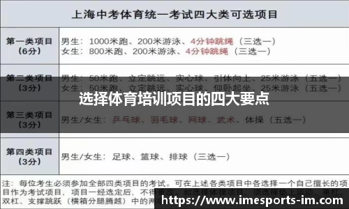 选择体育培训项目的四大要点